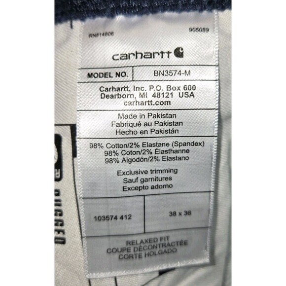 Carhartt Cargo Work Pants Blue Canvas Rugged Flex Relaxed Fit Mens 38x36 - Picture 15 of 16